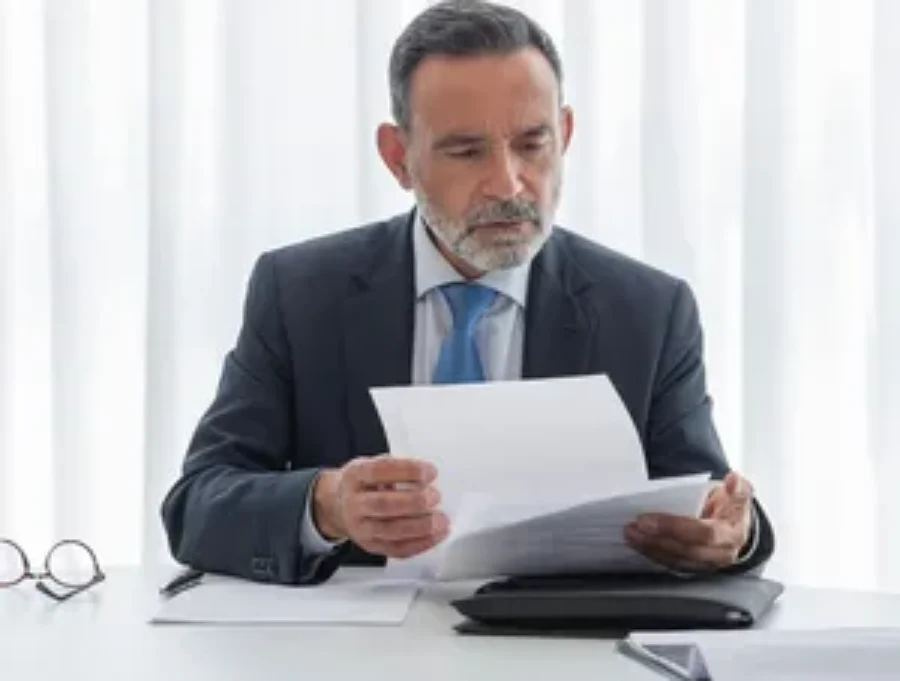 Male attorney in suit For the page: Lawyer Claude 2. Use realistic, professional photography. Match the composition, crop, and visual role of the mockup region.