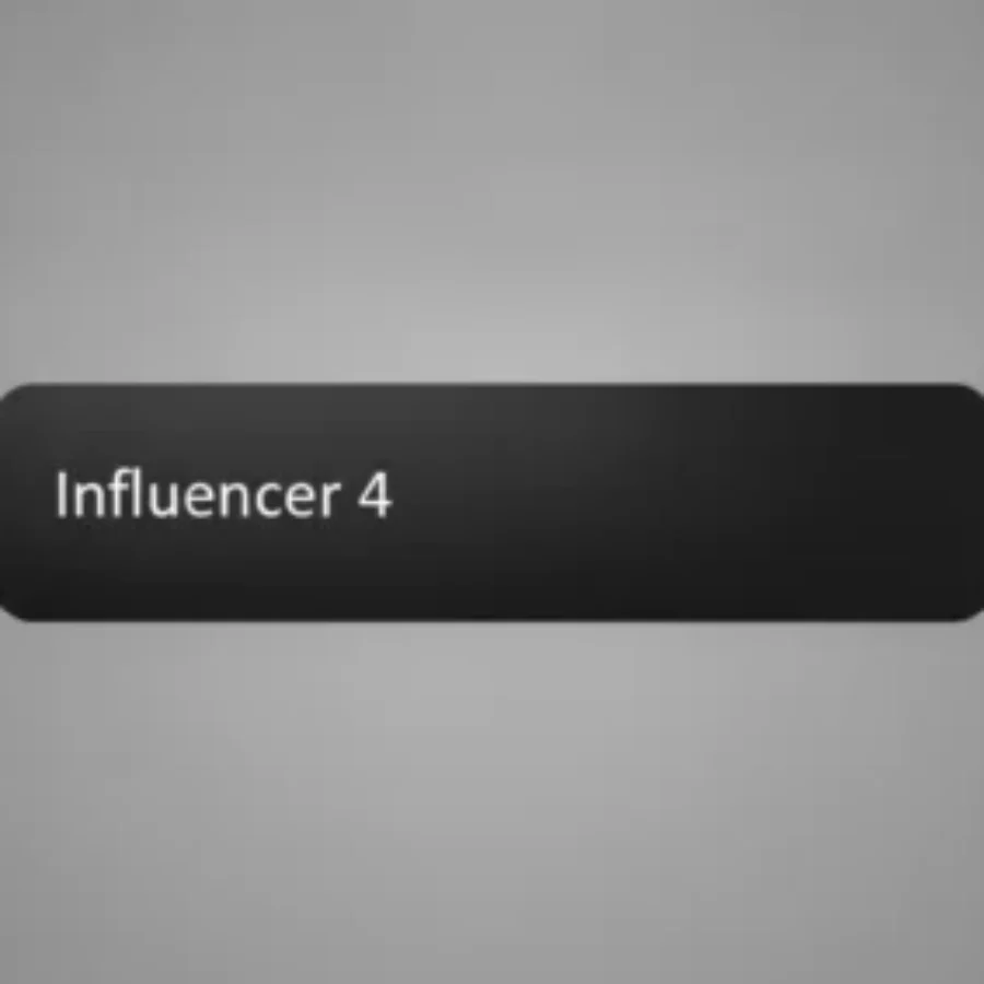 A black rectangular placeholder with rounded corners. For the page: Influencer 4. Use realistic, professional photography. Match the composition, crop, and visu