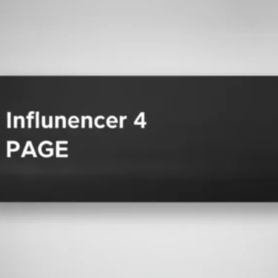 A black rectangular placeholder with rounded corners. For the page: Influencer 4. Use realistic, professional photography. Match the composition, crop, and visu