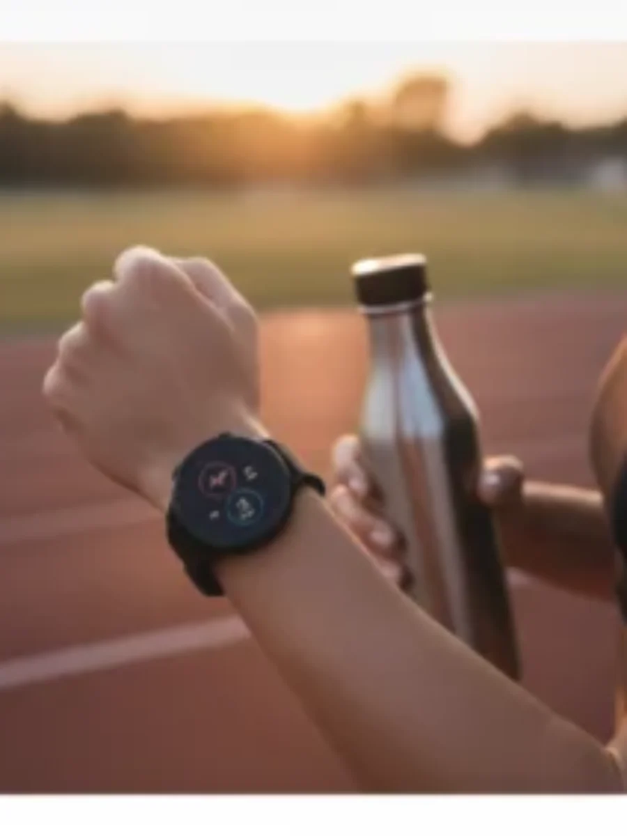 Fitness watch promotional shot For the page: Influencer 3. Use realistic, professional photography. Match the composition, crop, and visual role of the mockup r
